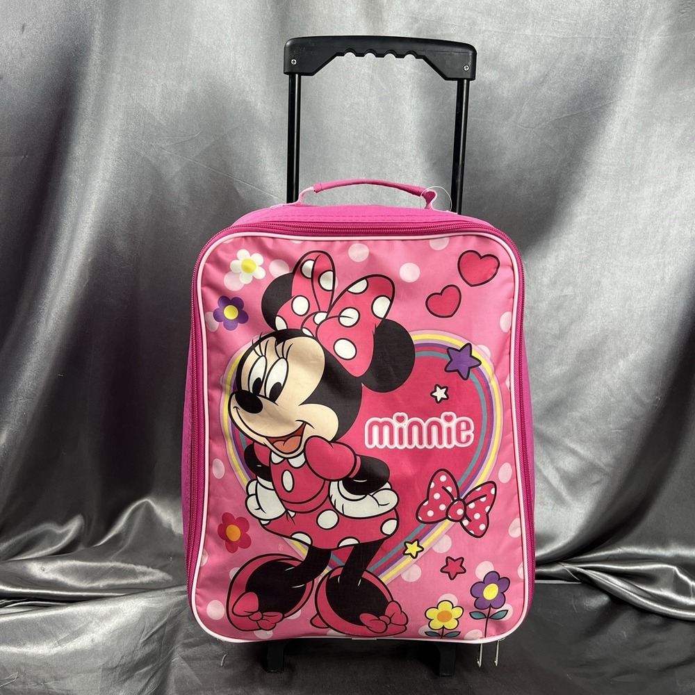 Disney Minnie Mouse 15" Rolling Luggage Suitcase‎ Telescopic Handle Pink School